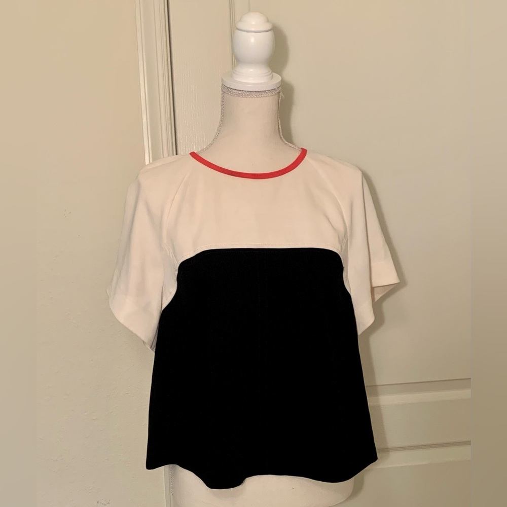 Rachel Roy Two Tone Short-Sleeve Blose
